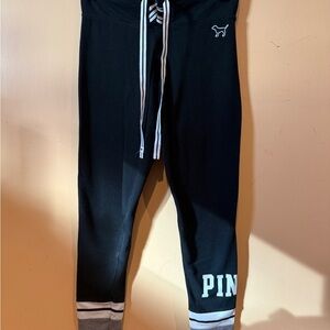 Victoria's Secret PINK Black Leggings with Gray and White Accents